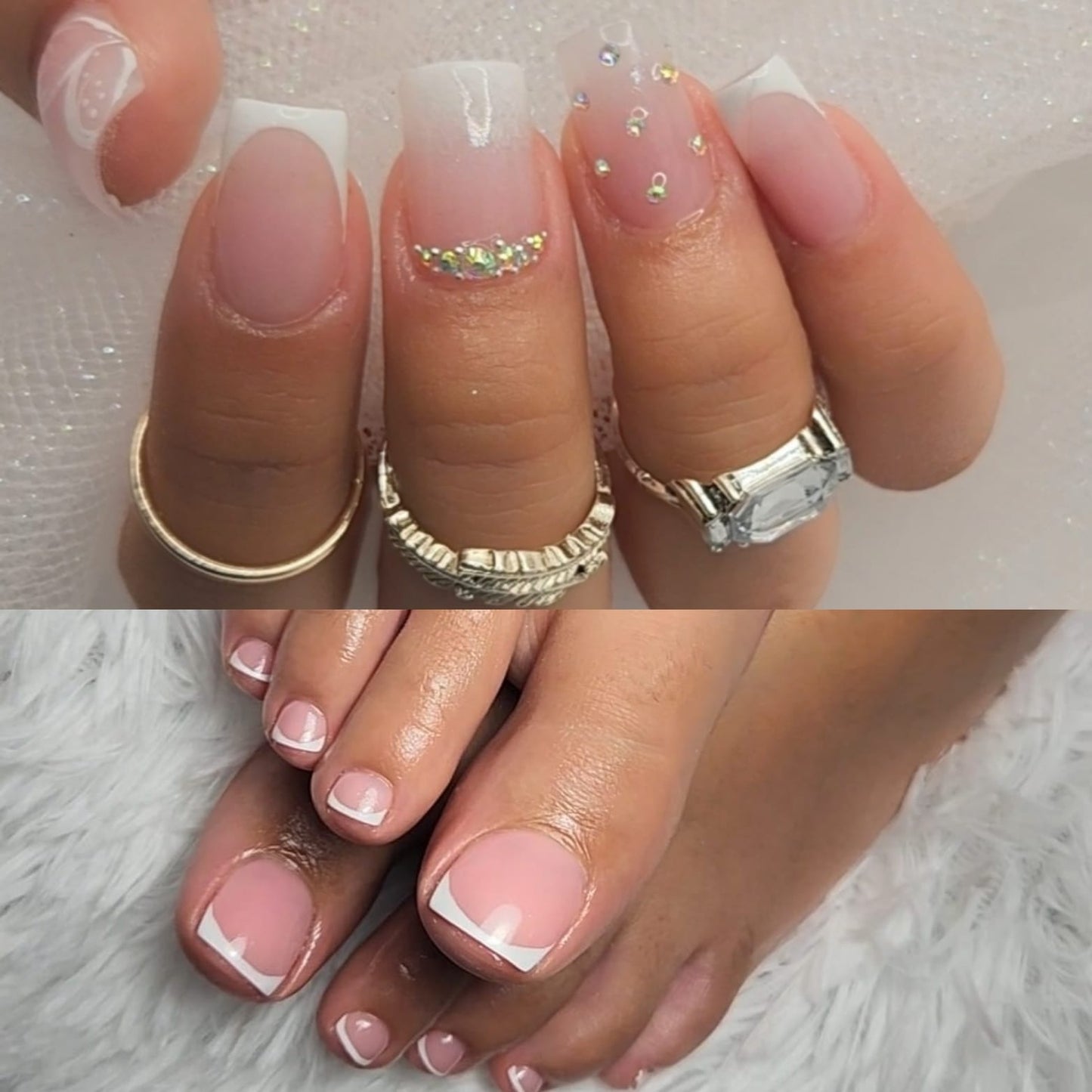 Kapping dip powder or acrylic+ Gel-polish Pedicure Package